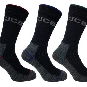 3 PACK JCB WORK TOUGH SOCKS BLACK SIZE 6-11